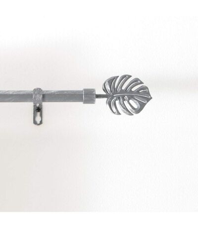 Kit de tringle à rideaux extensible Feuille - L120 /L210 cm - Patine Gris