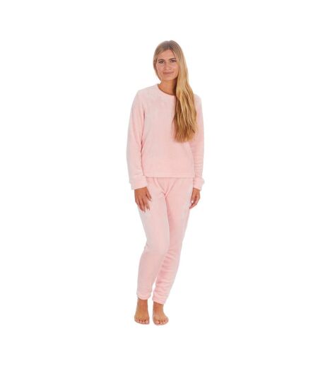 Womens/ladies Shimmer Finish Flannel Pyjamas Pink Forever Dreaming