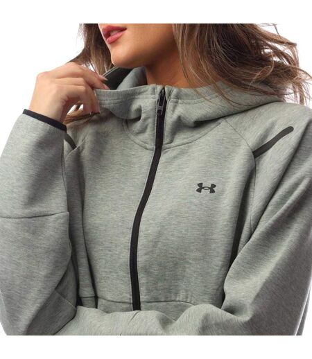 Womens/ladies Fleece Full Zip Hoodie Green Under Armour