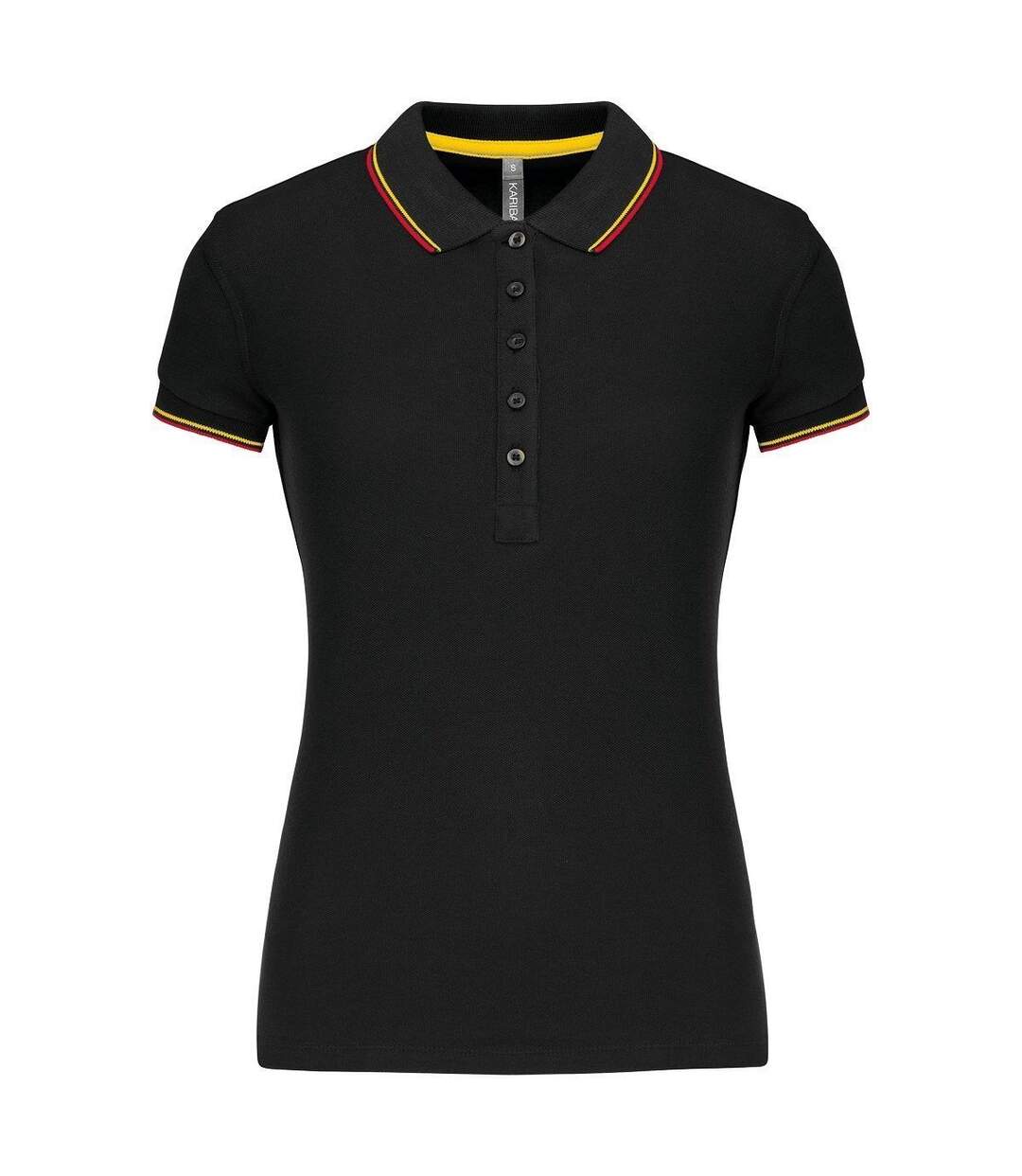 Polo manches courtes - Femme - K251 - noir - rouge - jaune-1