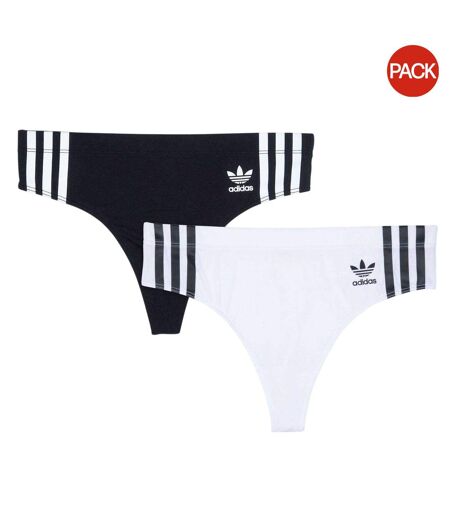 Pack Of 2  Womens/ladies Cotton Comfort Thong  Black White Adidas