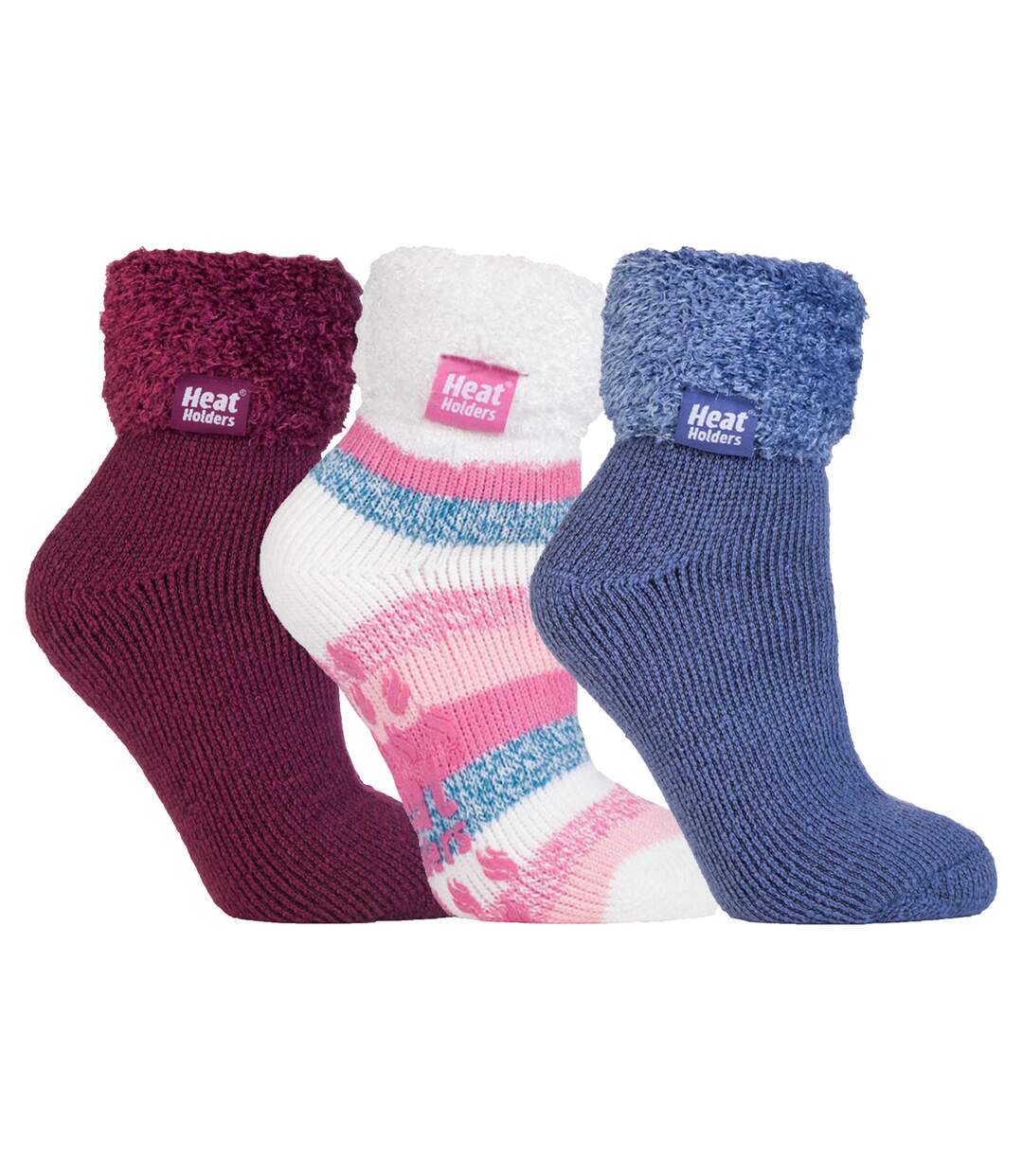 Lot de 3 chaussettes de lit thermiques antidérapantes pour femme