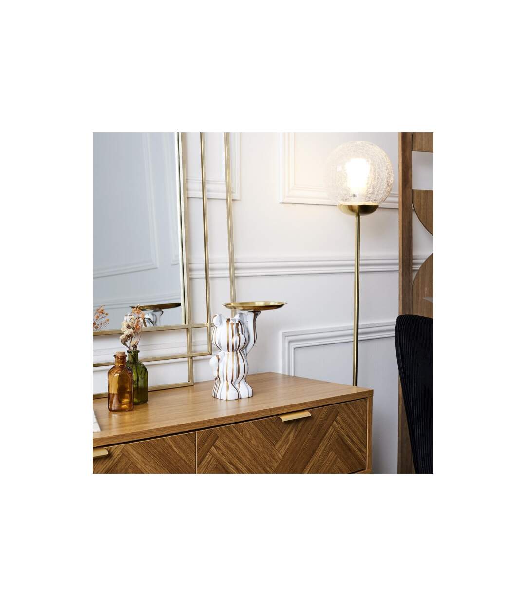 Vide-Poche Statue Ourson 23cm Blanc-3