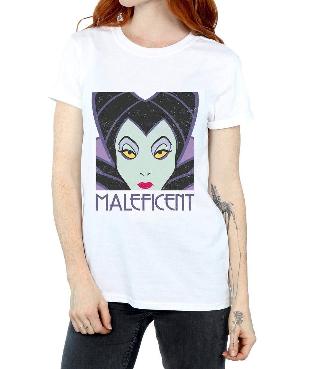 Disney - T-shirt MALEFICENT CROPPED HEAD - Femme (Blanc) - UTBI16688-3