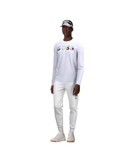 Mens Skedigital Gradient Logo Tracksuit Bottoms White Boss