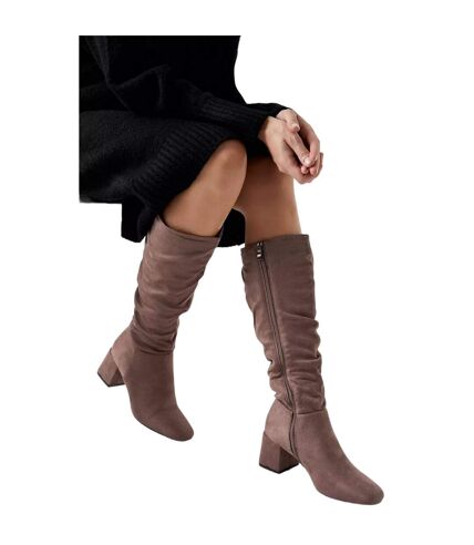 Womens/ladies kaya ruched knee-high boots taupe Dorothy Perkins