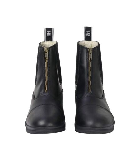 Unisex Adult Waxy Leather Jodhpur Boots Black HyLAND