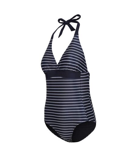 Womens/ladies flavia ii striped one piece swimsuit navy/white Regatta