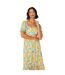 Womens/ladies floral tiered midi dress yellow/green/pink Dorothy Perkins