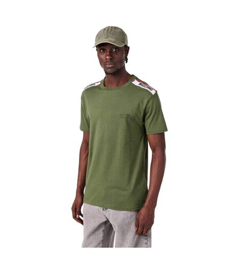 Mens Tape Taped Shoulders T-shirt Green Moschino