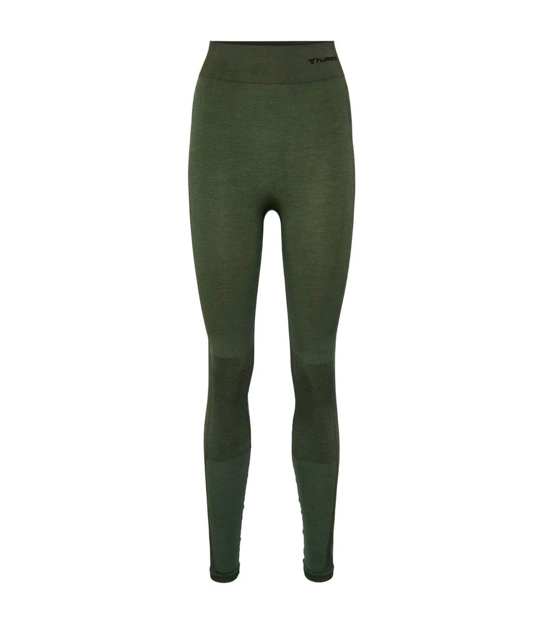 Womens/ladies Seamless High Rise Leggings Green Hummel-1