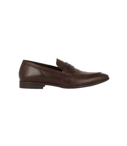 Debenhams Mens Tumbled Leather Loafers (Dark Brown) - UTDH6306
