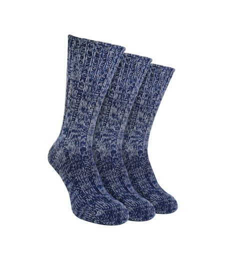 3 Pack Mens Warm 100% Wool Ribbed Socks with Reinforced Heel and Toe