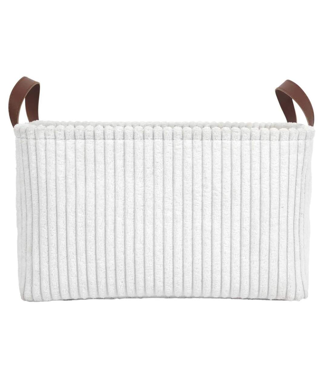 Lot de 3 Paniers de Rangement Velours Côtelé 36cm Blanc-3