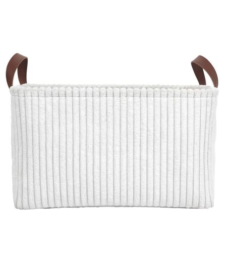 Lot de 3 Paniers de Rangement Velours Côtelé 36cm Blanc