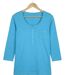 MAYFLOWER DIMITRI1 - Tee-shirt manches 3/4 bleu : maille flammée et confort pur coton-2