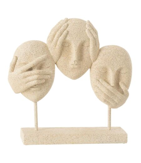 Statuette 3 Visages sur Socle Morris 30cm Beige