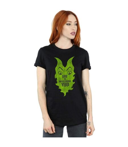 Disney Womens/Ladies The Descendants Maleficent She Is Watching Coton Boyfriend T-Shirt (Noir) - UTBI20051