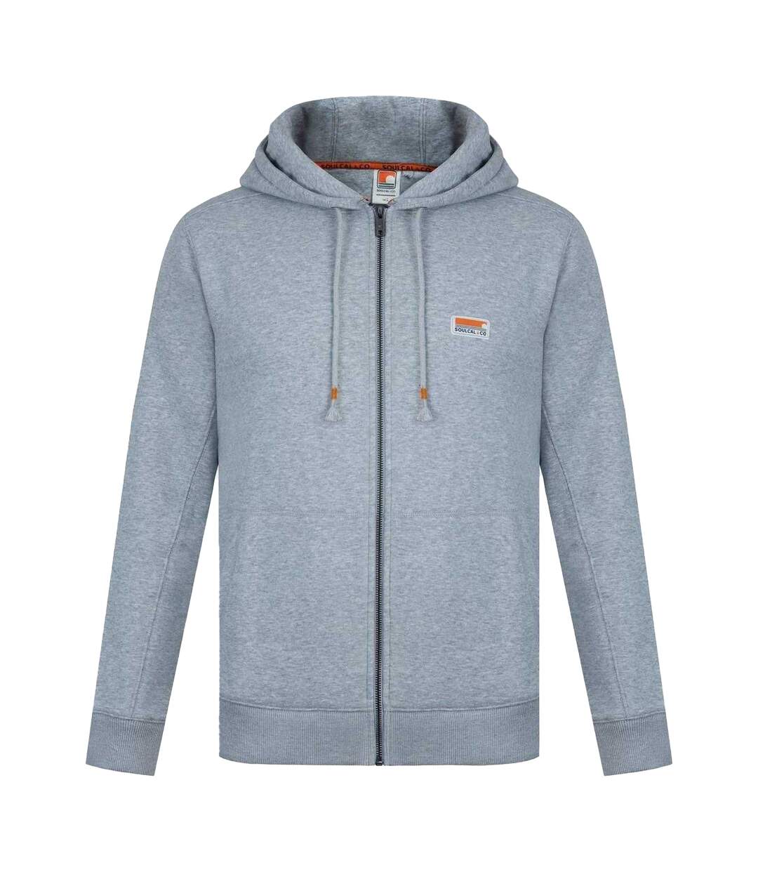 Mens Signature Cotton Full Zip Hoodie Grey Marl SoulCal-1