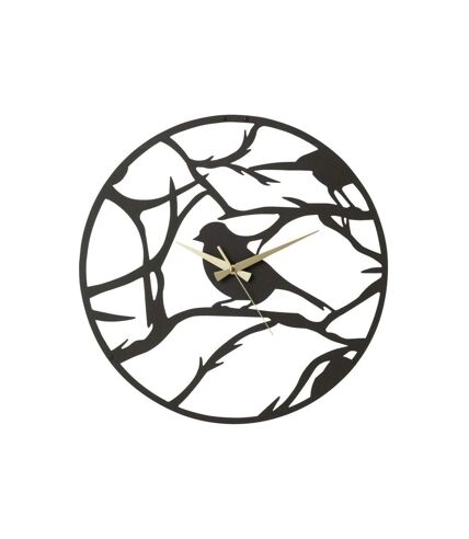 Paris Prix - Horloge Murale En Métal oiseau 49cm Noir