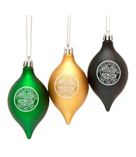 Celtic FC Vintage Christmas Bauble (Pack of 3) (Green/Gold/Black) (One Size) - UTTA9068