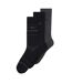 Pack Of 3  Unisex Adult Stripe Ribbed Socks  Black Boss-3