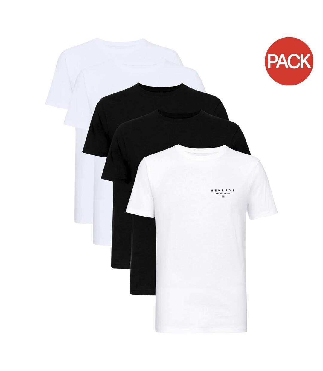 Pack of 5  Mens hencinq a t-shirt  white/black Henleys-1