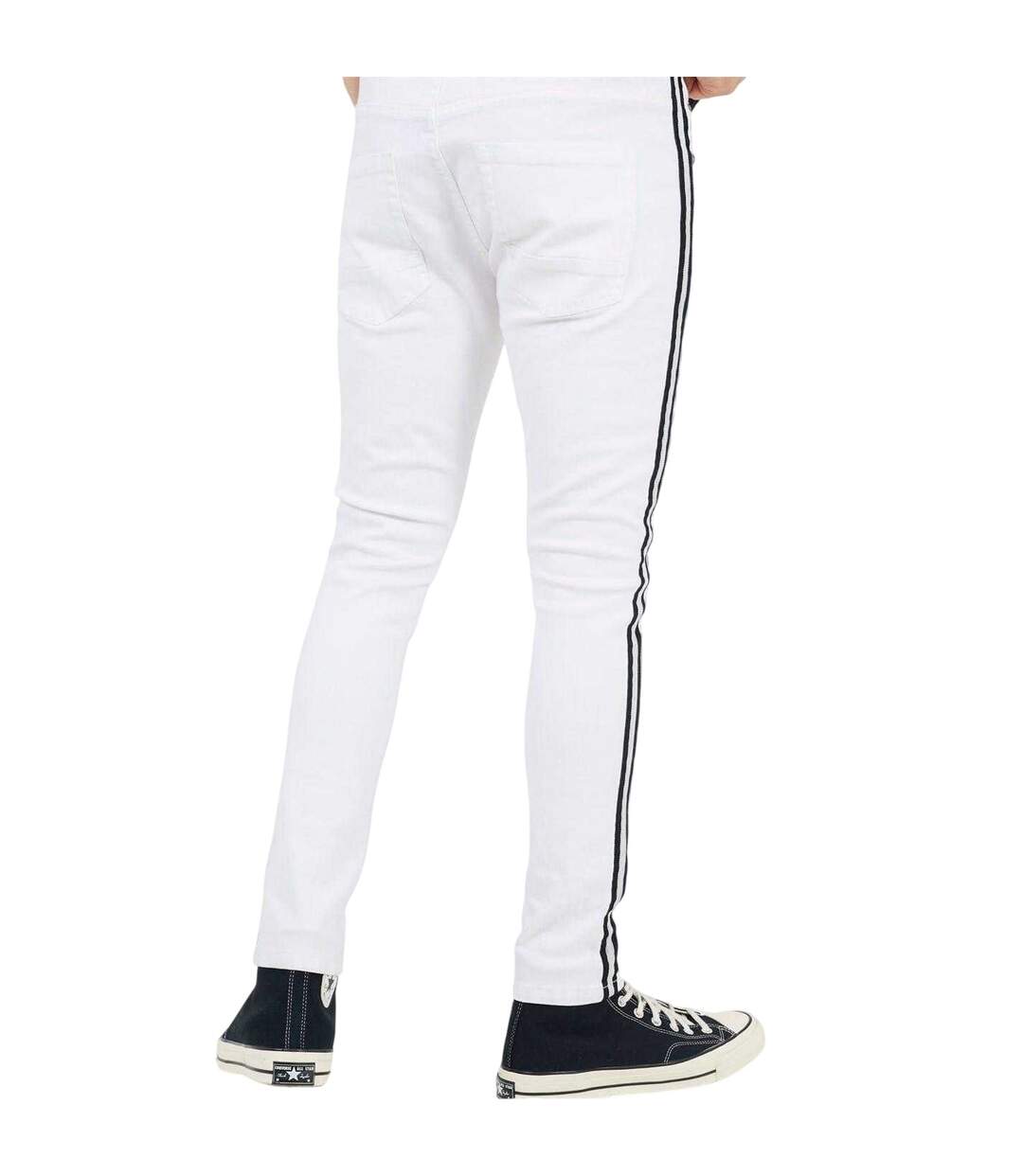 Mens Contrast Striped Taped Jeans White Brave Soul-3
