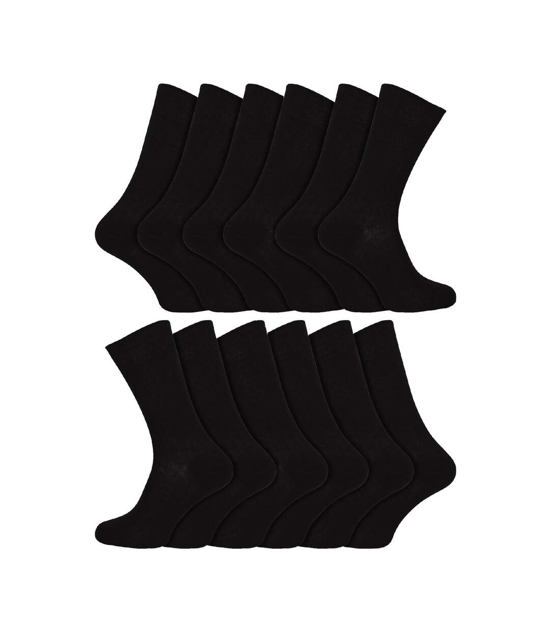 12 Pair Mens 100% Egyptian Cotton Luxury Seamless Mid Calf Black Socks-1