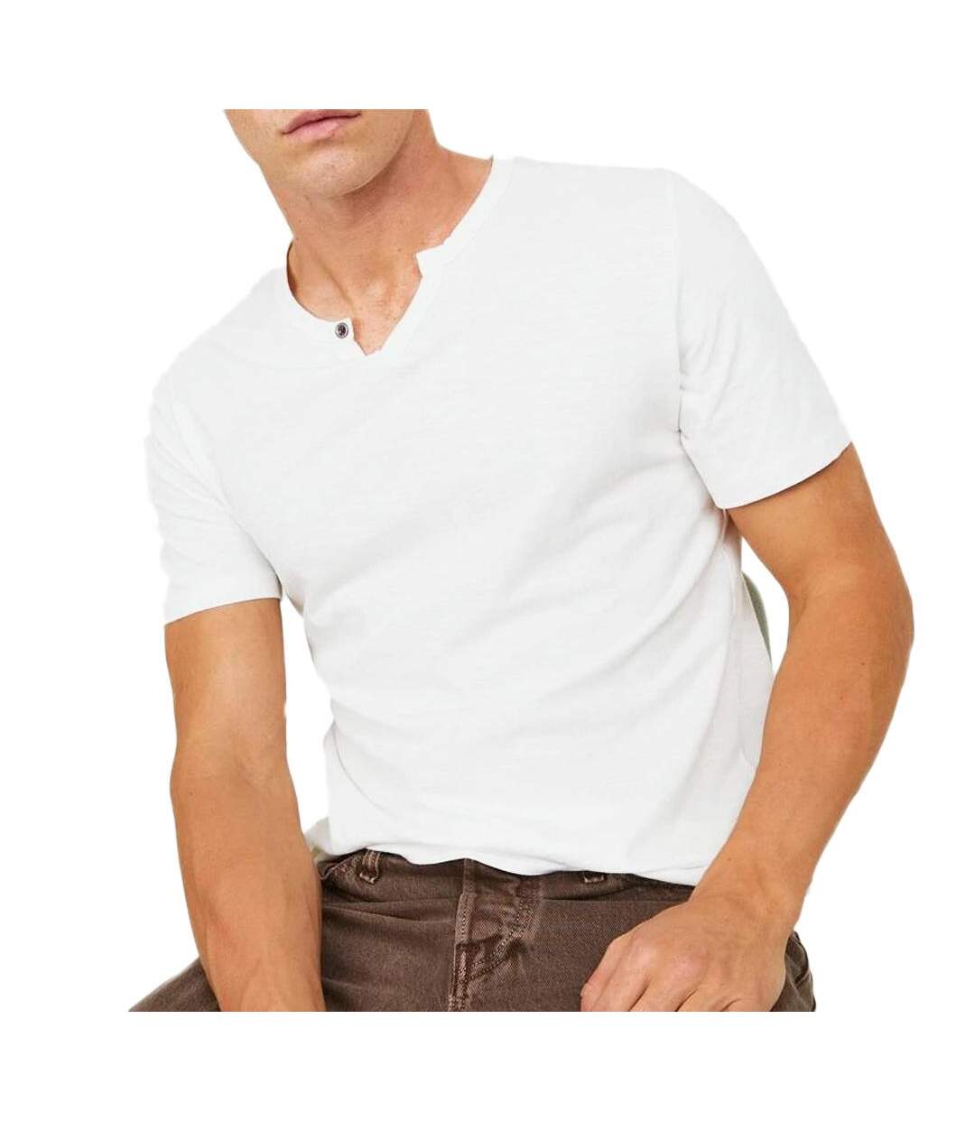 T-shirt blanc homme jack & jones split neck - 3xl-1