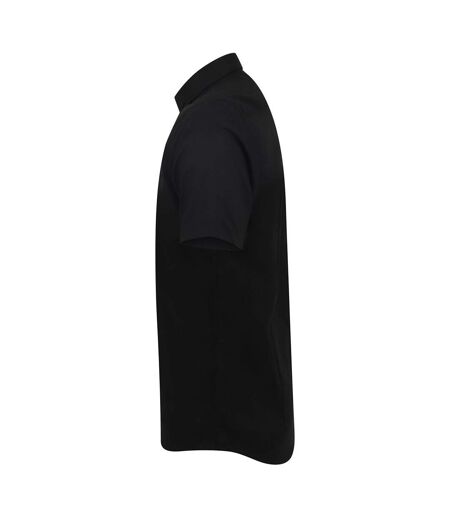 Henbury Mens Modern Short Sleeve Slim Fit Oxford Shirt (Black) - UTPC3830