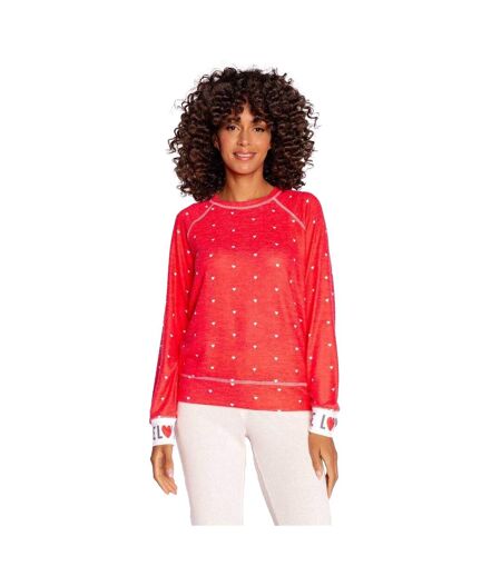 Pull Manches Raglan Motif/style Cœurs Loved Femme Rouge PJ Salvage