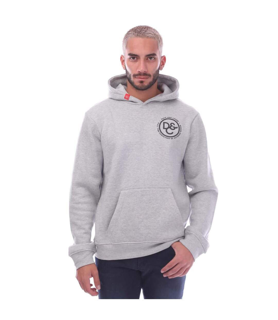 Mens Macksony Graphic Hoodie Grey Marl Duck And Cover-2