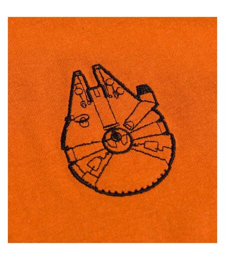T-shirt Motif/style Brodé Millennium Falcon Adulte Orange Star Wars