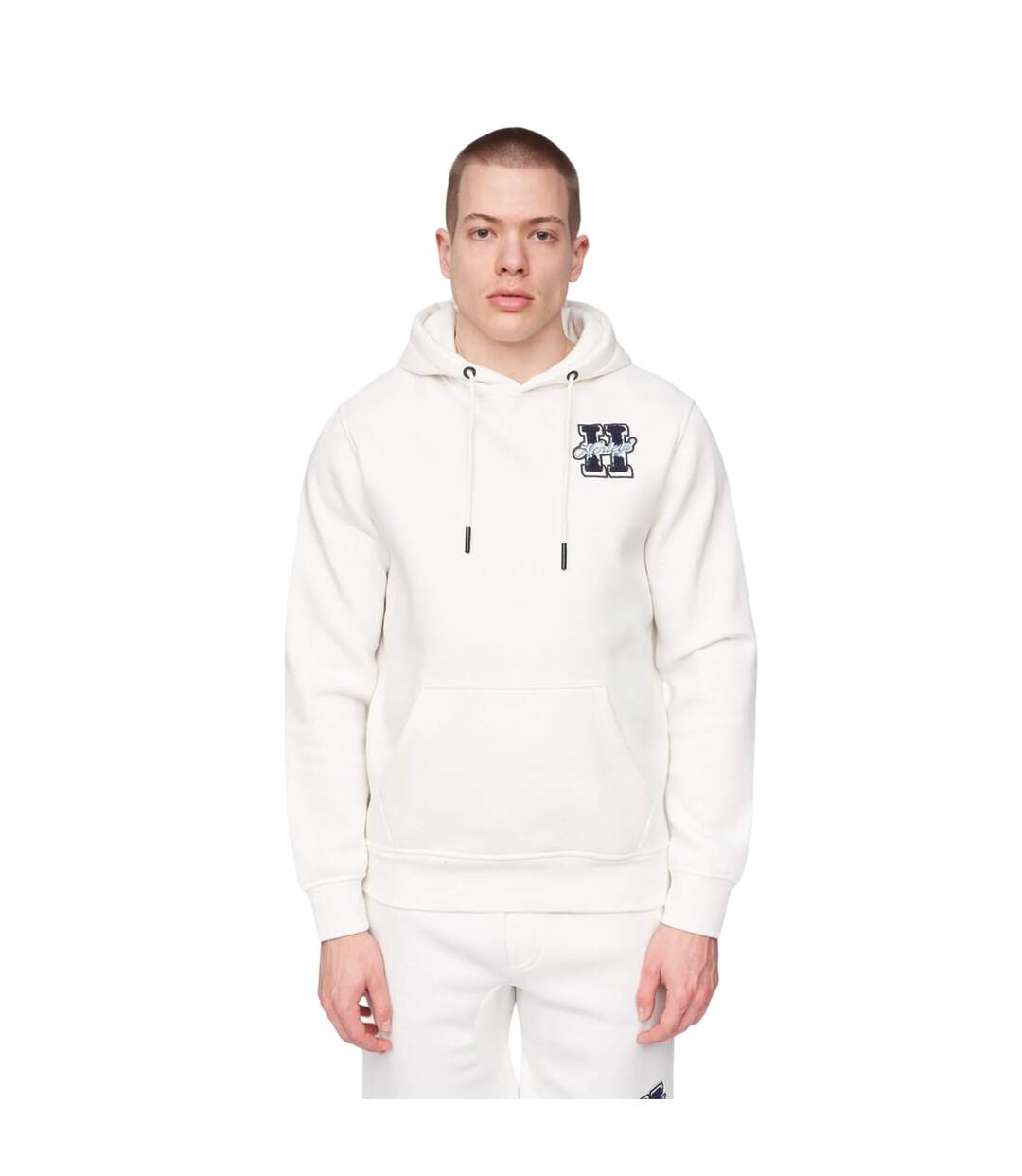 Sweat à capuche aitchen homme blanc cassé Henleys-1