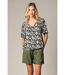 Blouse femme ample col V avec boutons et manches papillon EHOMA-2