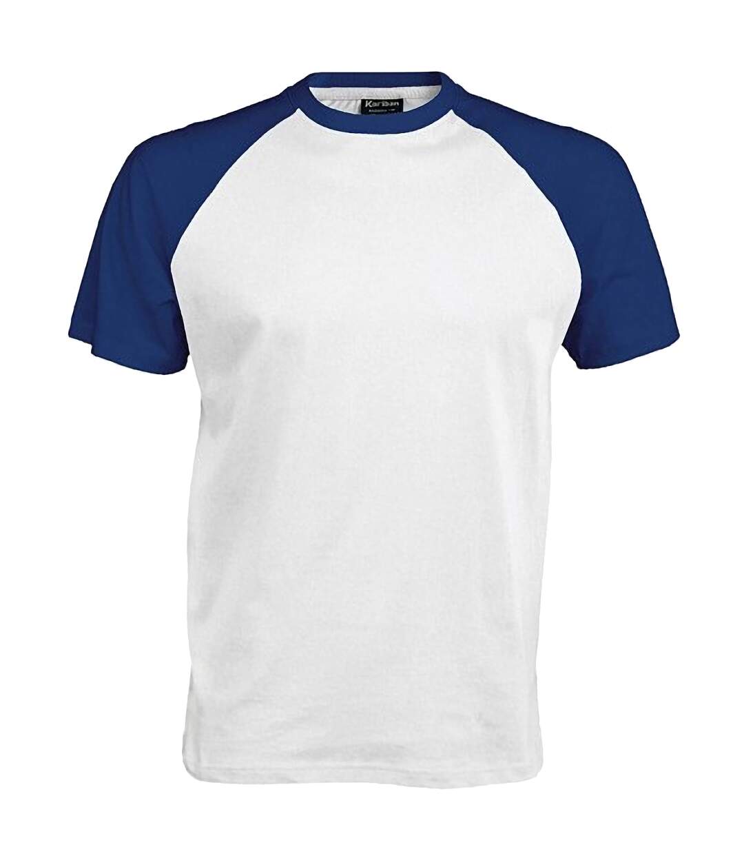 T-shirt de baseball à manches courtes  pour homme blanc/bleu roi Kariban-1