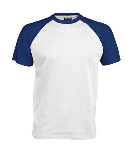 T-shirt de baseball à manches courtes  pour homme blanc/bleu roi Kariban