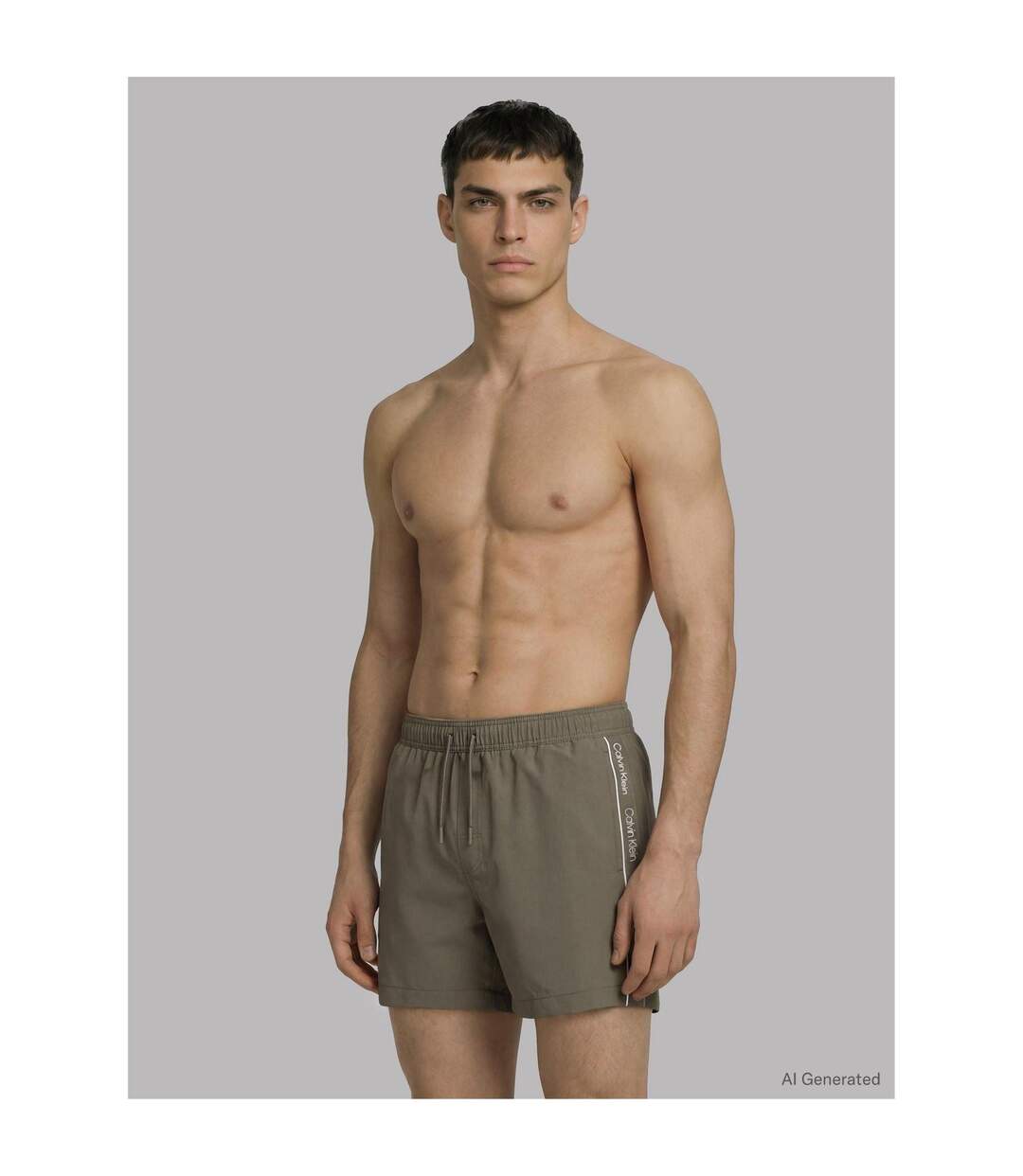 Short De Bain Motif/style Logo Homme Vert Lichen Foncé Calvin Klein-2