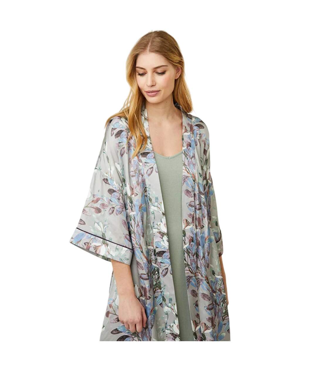 Womens/ladies Jean Floral Kimono Opal Grey CCDK Copenhagen-4