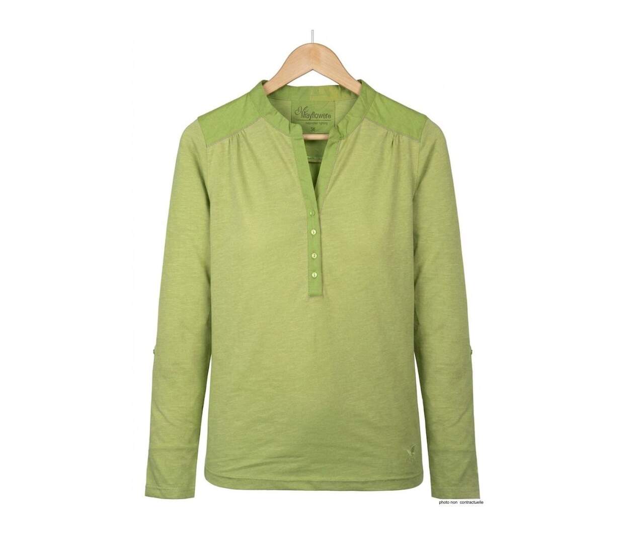 Tee-shirt MAYFLOWER DIMAGO3 manches longues : le style bi-matière vert anis-2