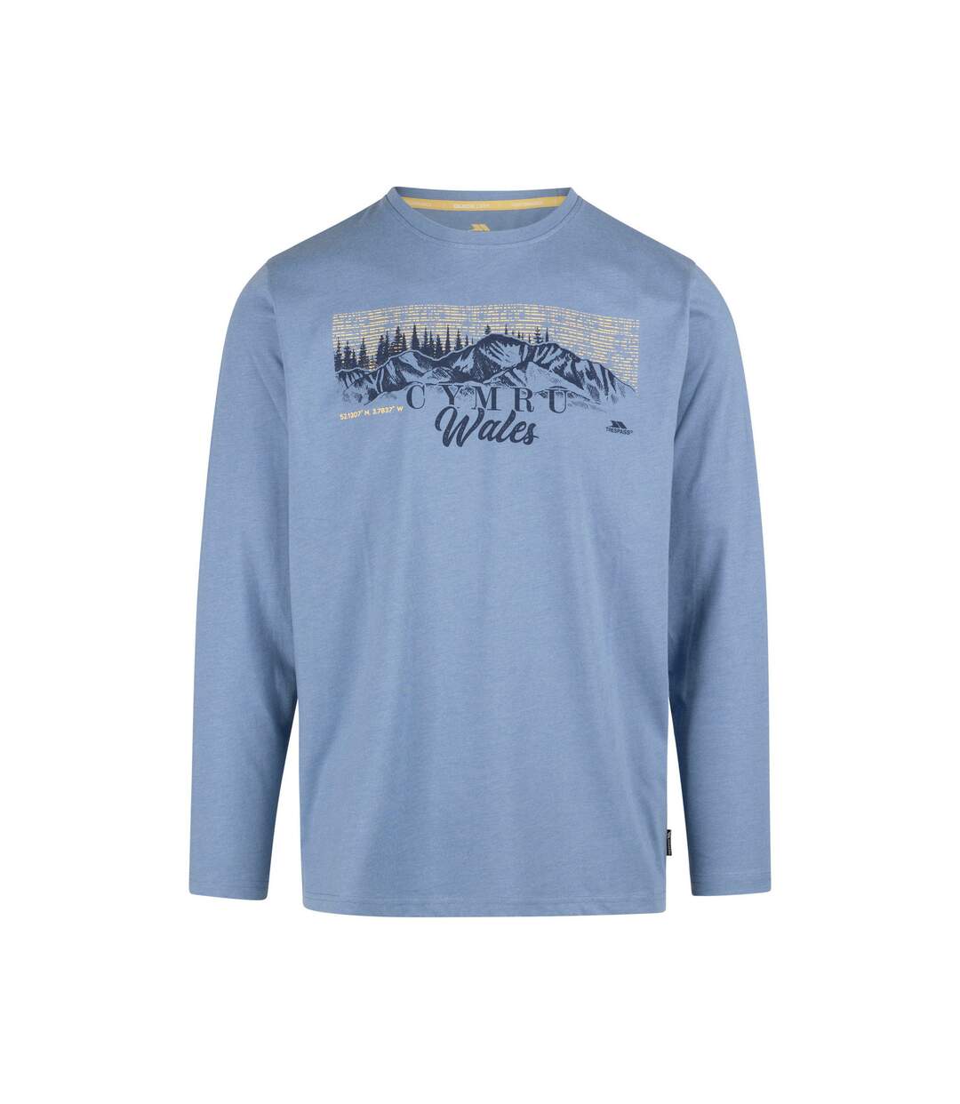 Mens Kulam Printed Long-sleeved T-shirt Denim Blue Marl Trespass-1