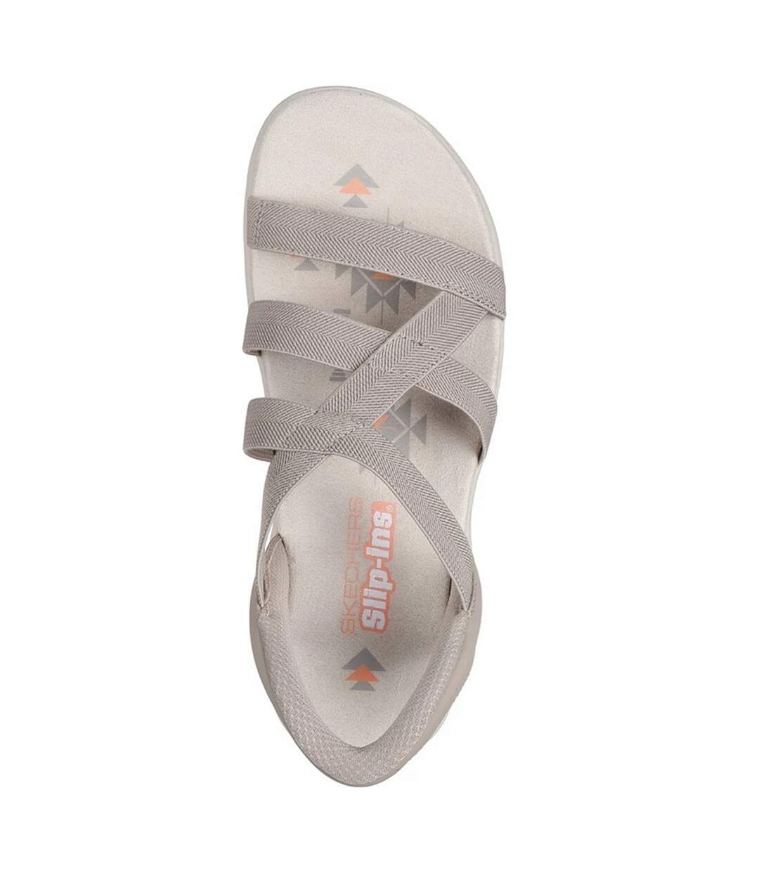 Womens/ladies Reggae Stretch Flex Slim Sandals Taupe Skechers-4