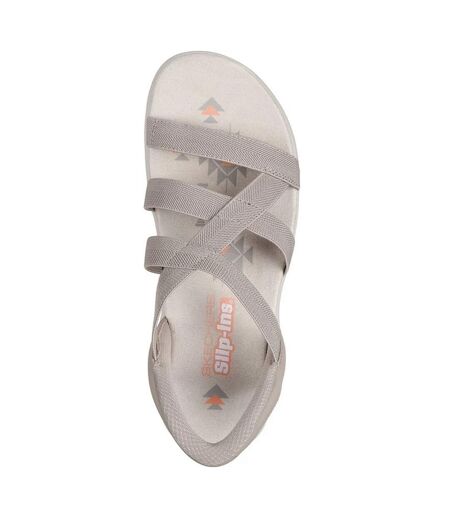 Womens/ladies Reggae Stretch Flex Slim Sandals Taupe Skechers