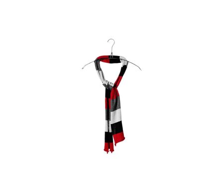 Écharpe Rayée Grise, Rouge et Noire – Coton Doux Mélangé