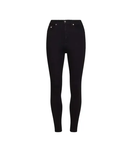 Womens/ladies High Rise Super Skinny Jeans Black Denim Calvin Klein
