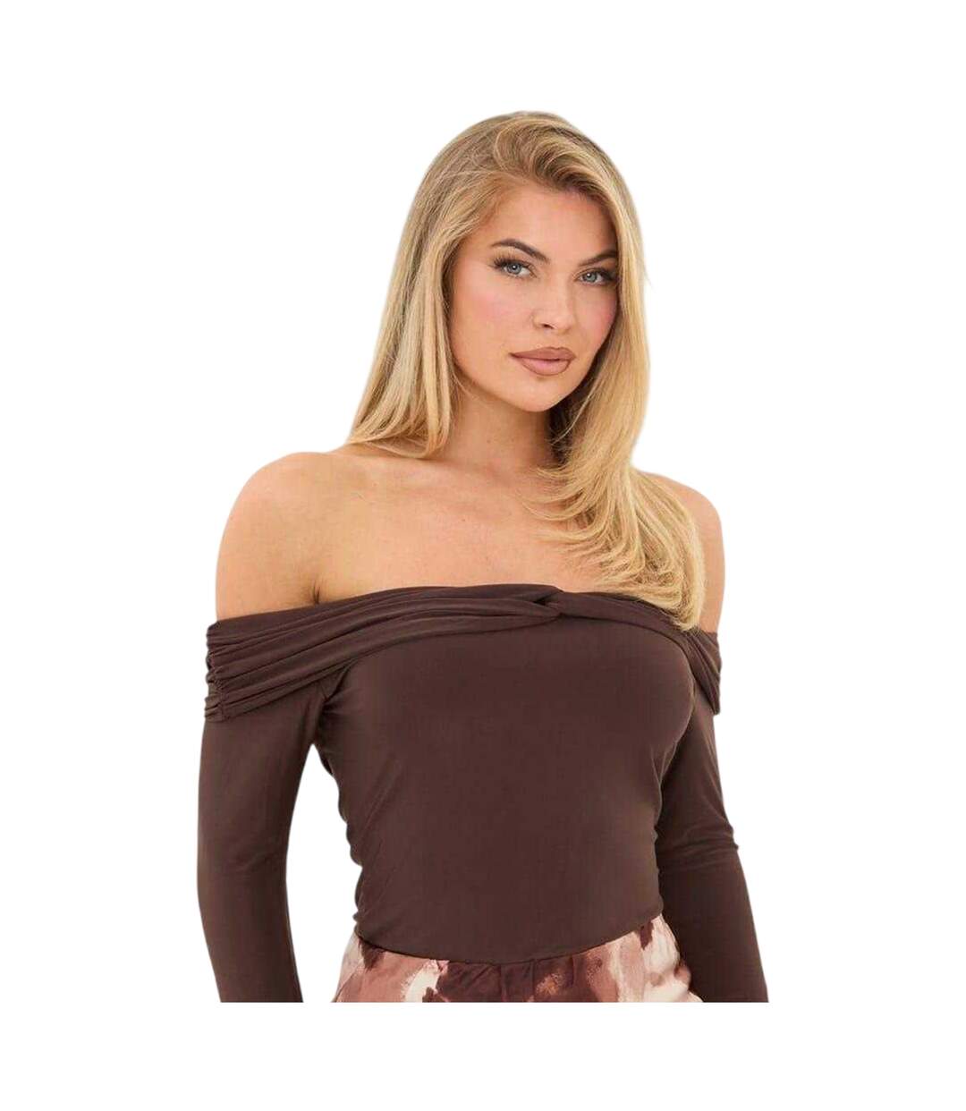 Haut Manches Longues Motif/style Torsadé Femme Marron I Saw It First-2
