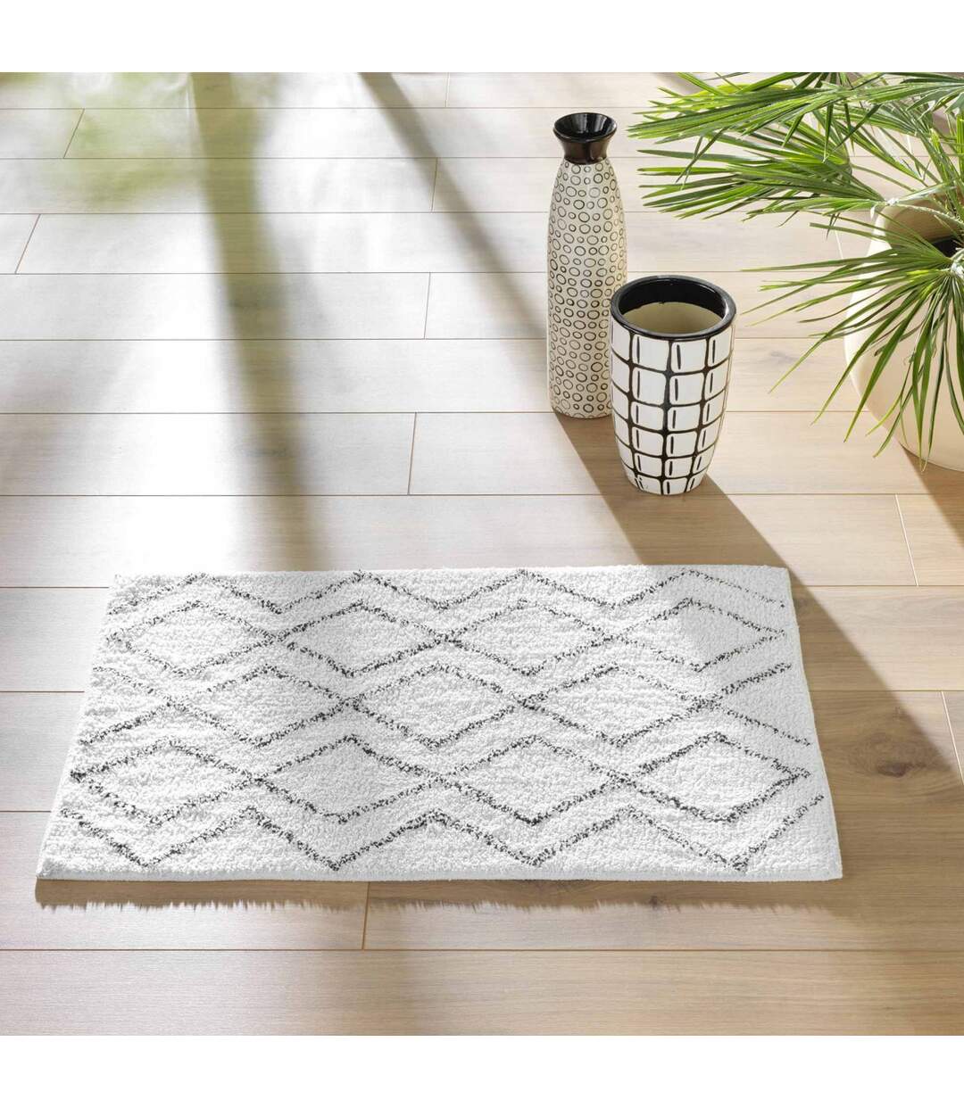 Tapis Déco Imprimé Emya 50x80cm Blanc & Gris-2