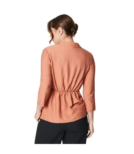 Womens/ladies collared twisted knot front shirt terracotta Principles