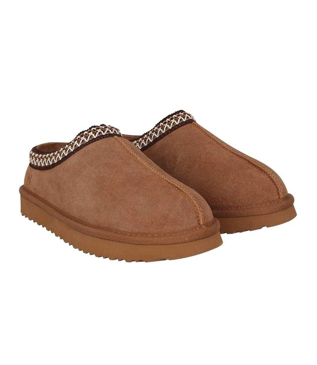 Womens/ladies Suede Flat Slippers Tan Jack Wills-1